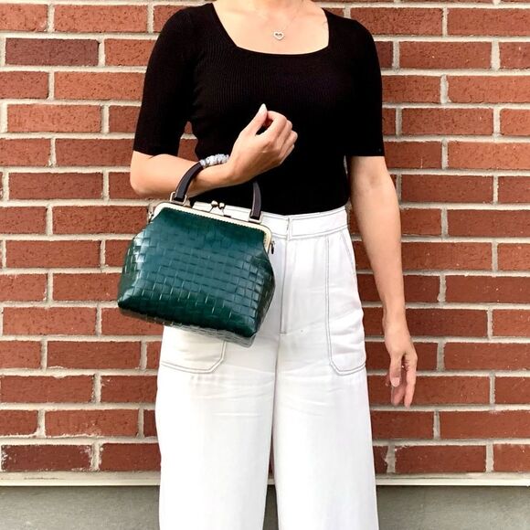 Vintage style Handmade Genuine Embossed Leather Top Handle Bag & Small Purse Set - Picture 6 of 16